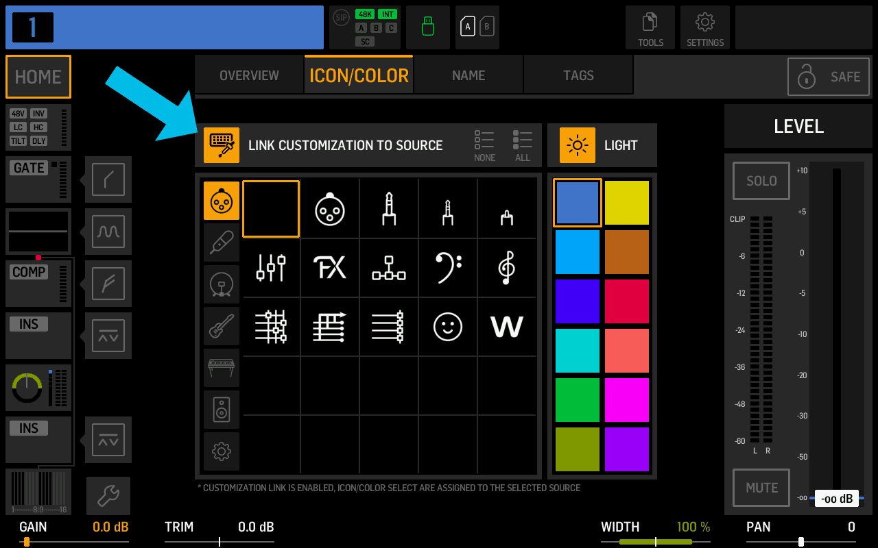 Link customization to source setting in icon/color tab