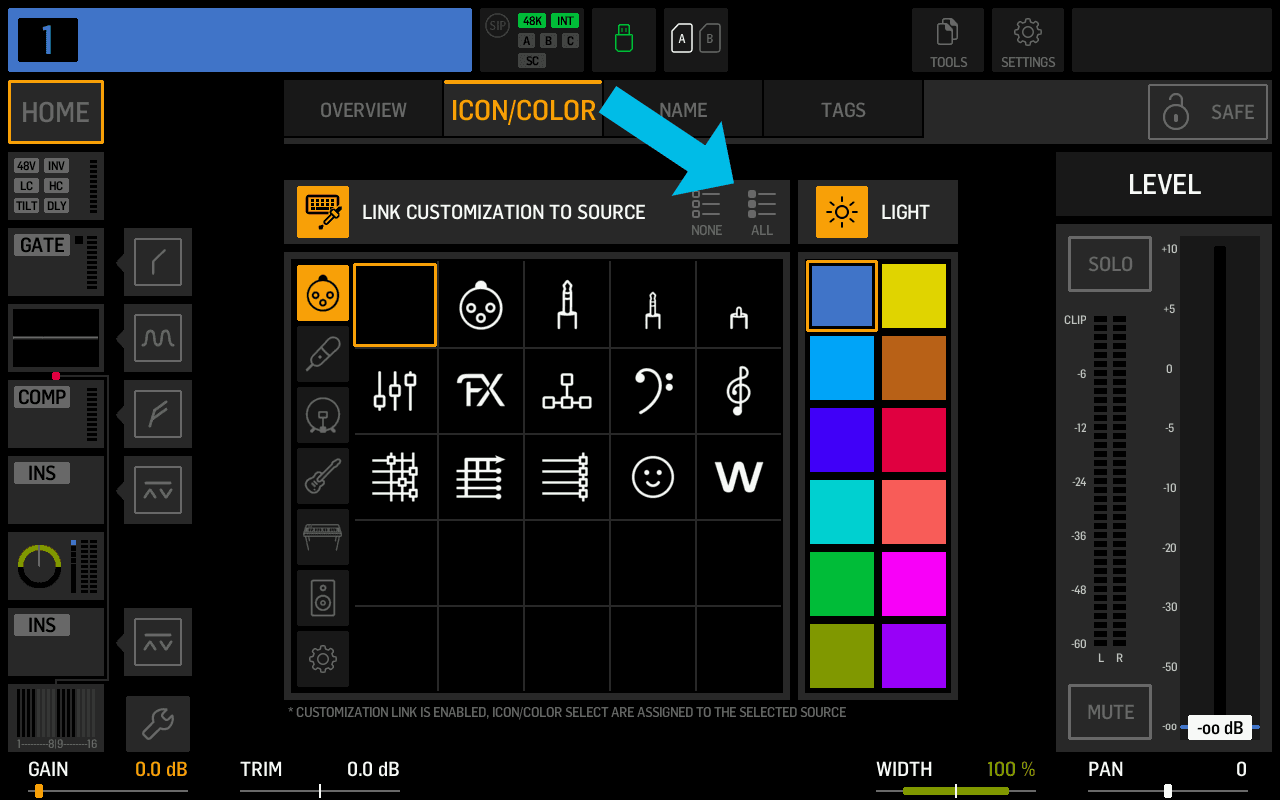 Link customization to source setting in icon/color tab