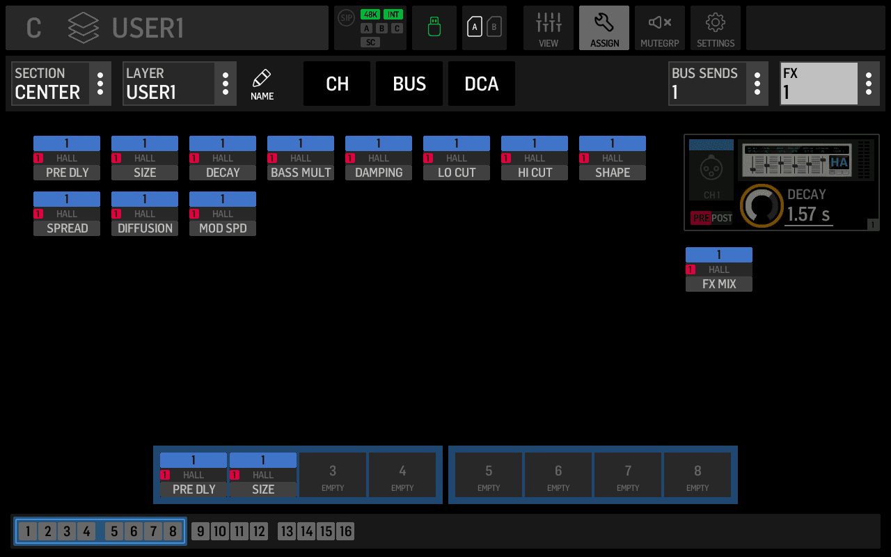 Assigning an fx parameter to a fader